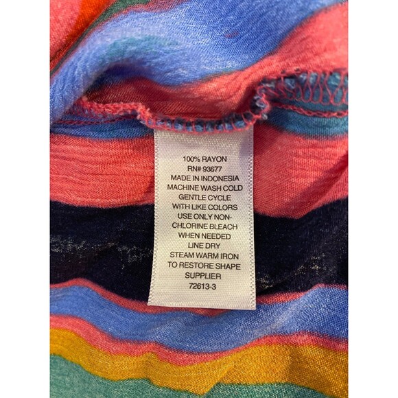 ANA Tank Top Blouse Size Large Rainbow Stripes Summer Blouse Flowy & Cool - Picture 10 of 11